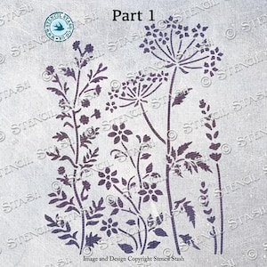 STENCIL 'wild Meadow' XXL, 3 Pt Mix and Match, Flower & Leaves ...