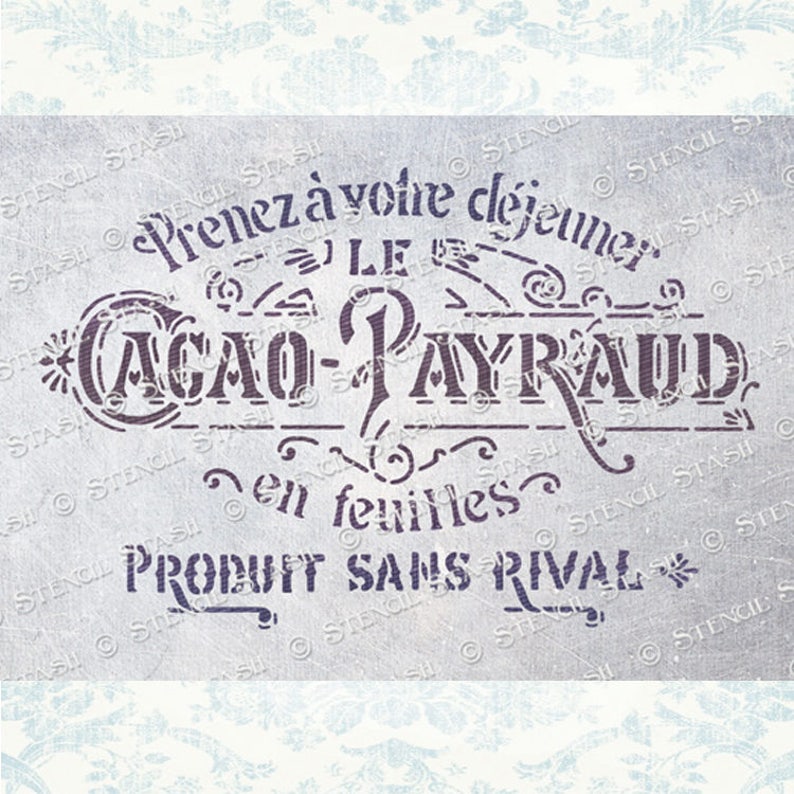 STENCIL 'cacao Payraud' Vintage French Chocolate Etsy