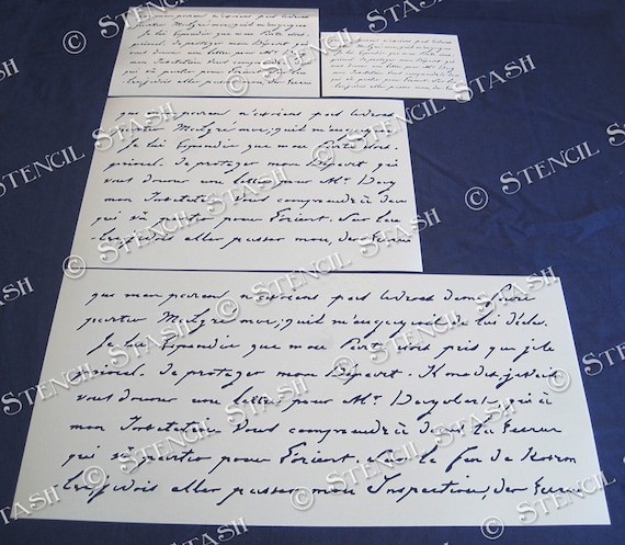 Stencil French Script Vintage Letter Furniture Etsy