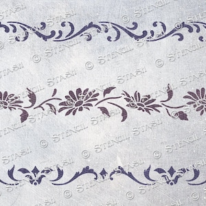 STENCIL &#39;Borders Set 1&#39; Border Patterns, Furniture, Crafts, Home Decor, Plaster, 3D, Reusable THICKER 250/10mil MYLAR, by Stencil Stash