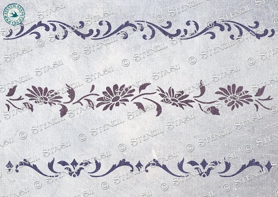 Stash ステンシル STENCIL 'borders Set 1' Border Patterns, Furniture, Crafts, Home