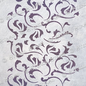 STENCIL &#39;Swirly Damask&#39; Repeat Pattern, Furniture, Walls, Home Decor, Plaster, 3D, Reusable THICKER 250/10mil MYLAR, by Stencil Stash