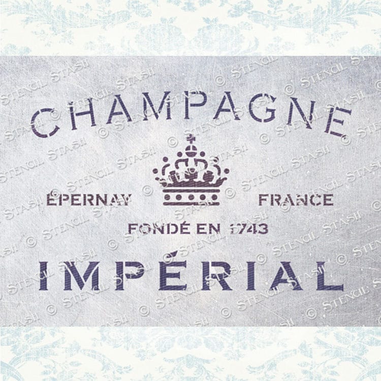 STENCIL 'Champagne Imperial' Vintage French Label, Wine, Furniture, Crates, Craft, Reusable THICKER 250/10mil MYLAR, by Stencil Stash