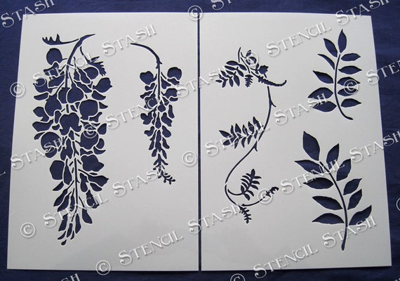 ステンシル「藤」花、家具、ヴィンテージ、花柄シック、ホーム 