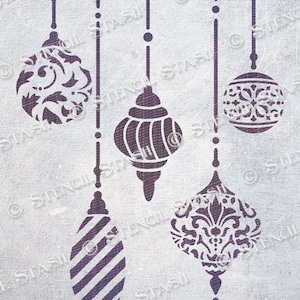 STENCIL 'Christmas Baubles' CBX Windows, Card, Bags, Gift Wrap, Fabric, Xmas Crafts, Reusable Thicker 250/10mil MYLAR, by Stencil Stash