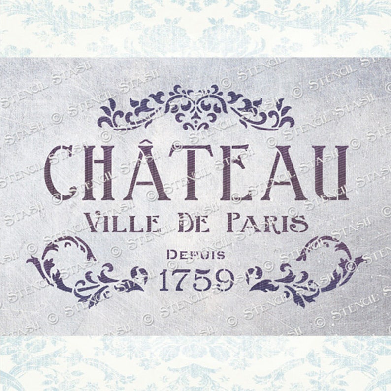 STENCIL 'chateau' Paris Vintage French Script Etsy