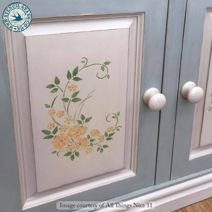 NAKLEO Stencil di Fiori per Pittura 43x64cm, Prato Floreale Natura Modello per Pareti Grandi Dimensioni, Plastica e Riutilizzabile Fai Da Te Artigianato Decorazioni Casa, Muro Legno Tessuto Mobili
