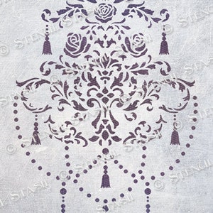 STENCIL &#39;Chandelier&#39; Vintage Chic, Roses, Furniture, Walls, Home decor, Crafts, Reusable THICKER 250/10mil MYLAR, by Stencil Stash