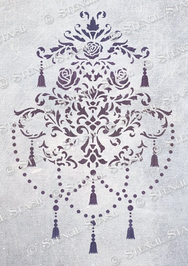 STENCIL 'Chandelier' Vintage Chic, Roses, Furniture, Walls, Home decor, Crafts, Reusable THICKER 250/10mil MYLAR, by Stencil Stash