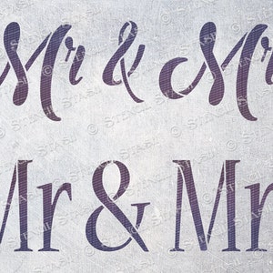 ESTÊNCIL 'Sr. e Sra., Sr. e Sr., Sra. e Sra.' Placas de casamento, caixas de cartões de artesanato, reutilizáveis MAIS ESPESSOS 250/10mil MYLAR, por Stencil Stash