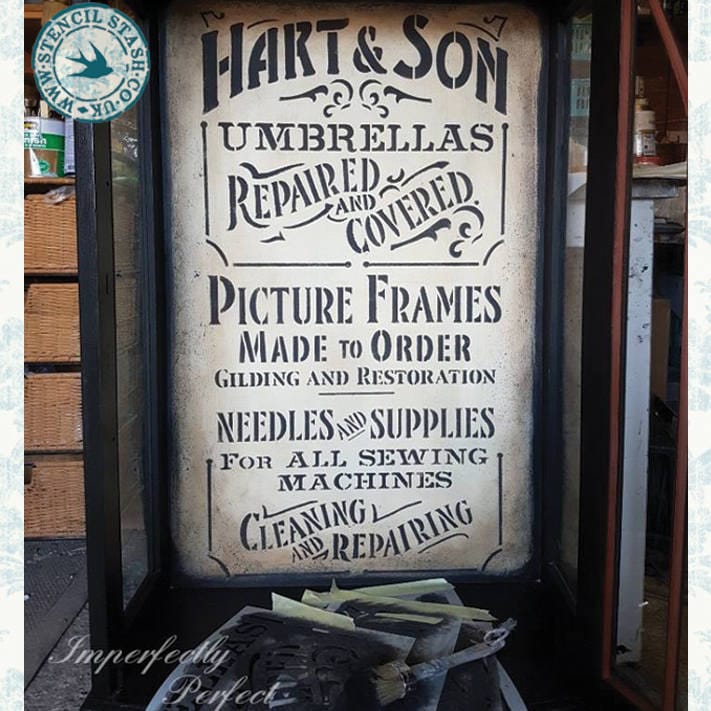 Retro Stash Sign STENCIL 'hart Umbrella' Vintage Shop Sign, Industrial, Furniture, Home ...