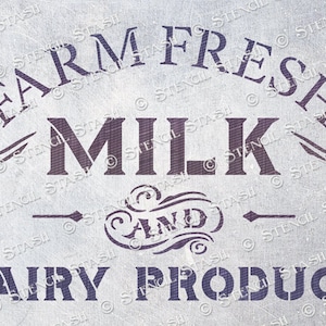 STENCIL &#39;Farm Fresh Milk&#39;, Rustic Sign, Country, Dairy, Furniture, Crafts, Kitchen, Reusable THICKER 250/10mil MYLAR, by Stencil Stash