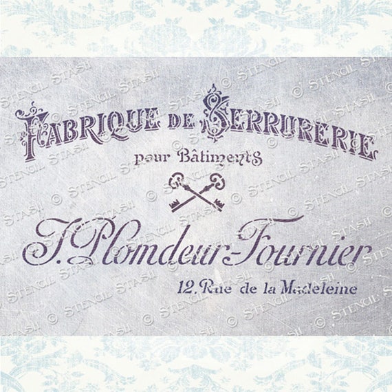 Stencil French Locksmith Vintage Script Furniture Etsy