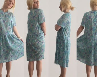 50s Retro Day Dress size 14/ Retro Dress/ Vintage Dress/ Blue Dress/ Day Dress/ 1950s Dress/ Made in Australia