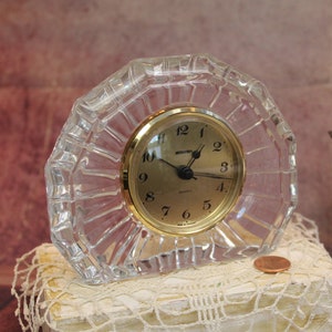 Vintage Lead Crystal Staiger Clock, Sunburst, 5.5&quot;, 1980&#39;s      B51