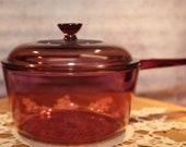 Vision Corning Ware 1.5 Liter Sauce Pan Pot Cranberry w Pyrex Lid USA B71-6-6 5