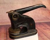 Antique Cast Iron Notary Press Stamp Seal 1920 39 s,7 quot B88
