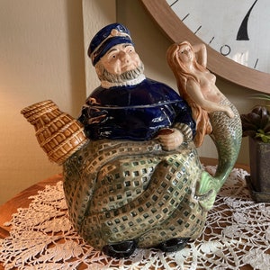 Vintage REMAKE- Old Salt D6818 – Teapot – Royal Doulton, Mermaid, Sea Captian Teapot, Tea Pot,  10&quot;, 1980&#39;s   B107-4-2