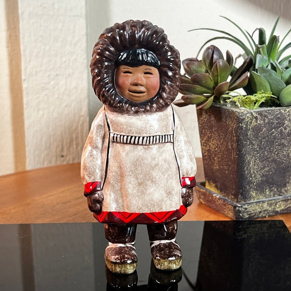 C. Alan Johnson "Likook" Alaskan Intuit Figurine, Standing Boy, Vintage, Signed, AJ58, 1963, Excellent, 5.5 inch   B113-6-9   (#1)