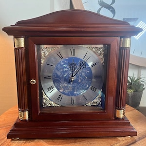 Vintage, Decorative Face, Bulova, Square Mantel Clock, Quartz, 12&quot;, 1980&#39;s, Issue   K1/26