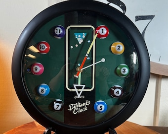 Vintage, Pool Table, Billiards Balls, Pool Table, Man Cave, Quartz, 12&quot;, Wall Clock     B115-5-21