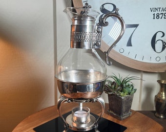 Vintage, Silver Plated, Carafe Coffee/Tea Pot, Warmer, Server, Carafe, 15 inch, 1970&#39;s     B50-7-9