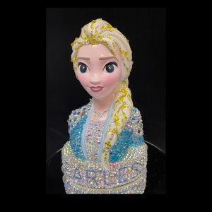 Disney Frozen Princess, Embellished, Rhinestone, Sparkle, Elsa Ceramic Coin Bank, Fearless. Collectible, 8.5&quot;   R11-6