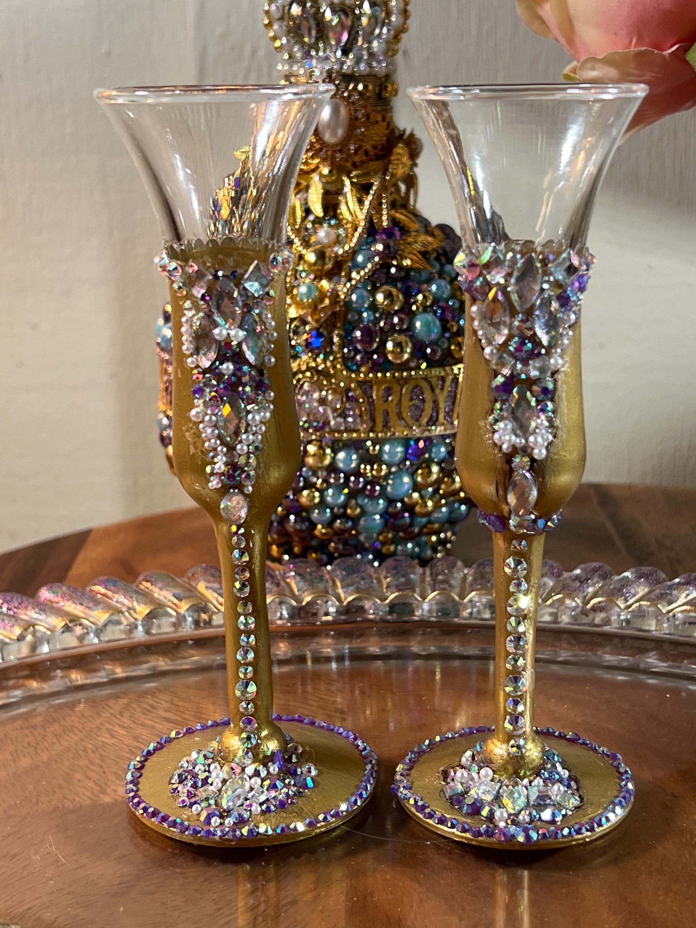 Vintage, Chambord Liqueur Bottle, 750ml, Embellished, Pearls