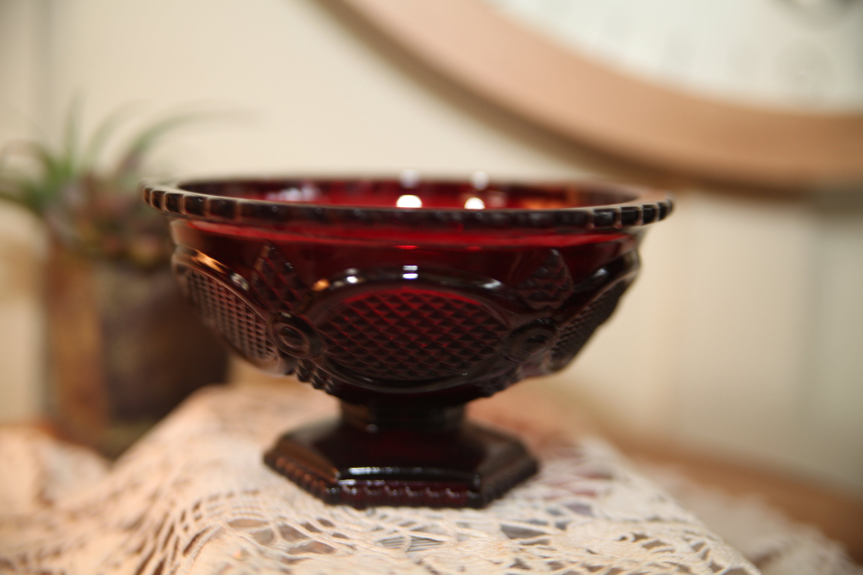 Vintage, Avon, Cape Cod Collection, Ruby Red Glass, Candy Dish ...