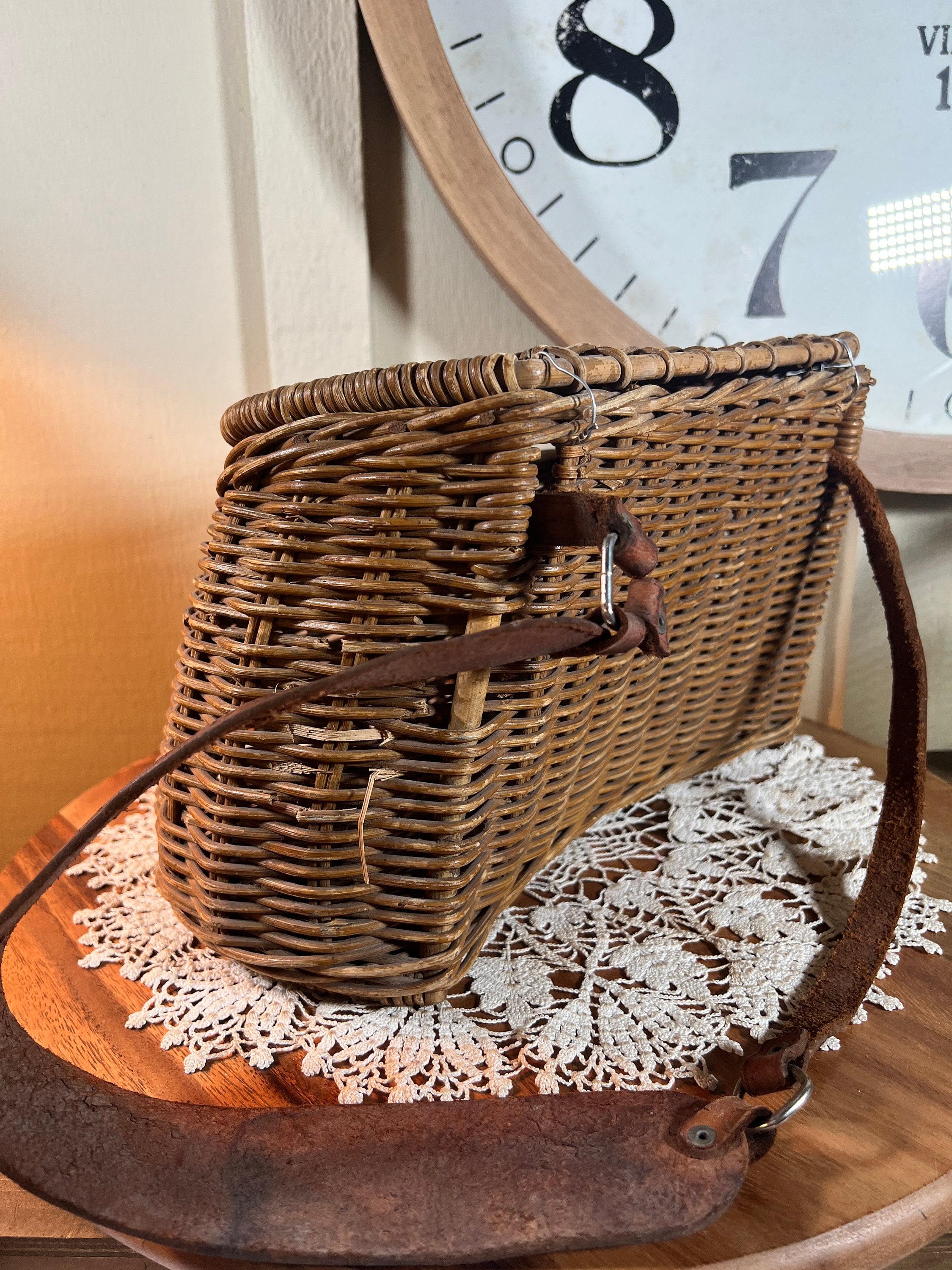 Antique, Vintage, Wicker, Fly Fishing, Trout, Fish, Creel, Basket