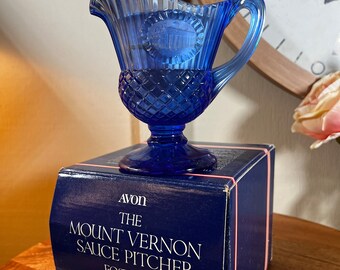 Vintage, Avon, Mount Vernon Gift Set, Cobalt Blue ,glass