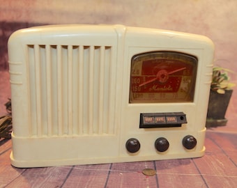 Vintage RARE Mantola BF Goodrich 1940er Jahre AM Tube Radio, FUNKTIONIERT, rotes Zifferblatt, 9 "B10-11-14