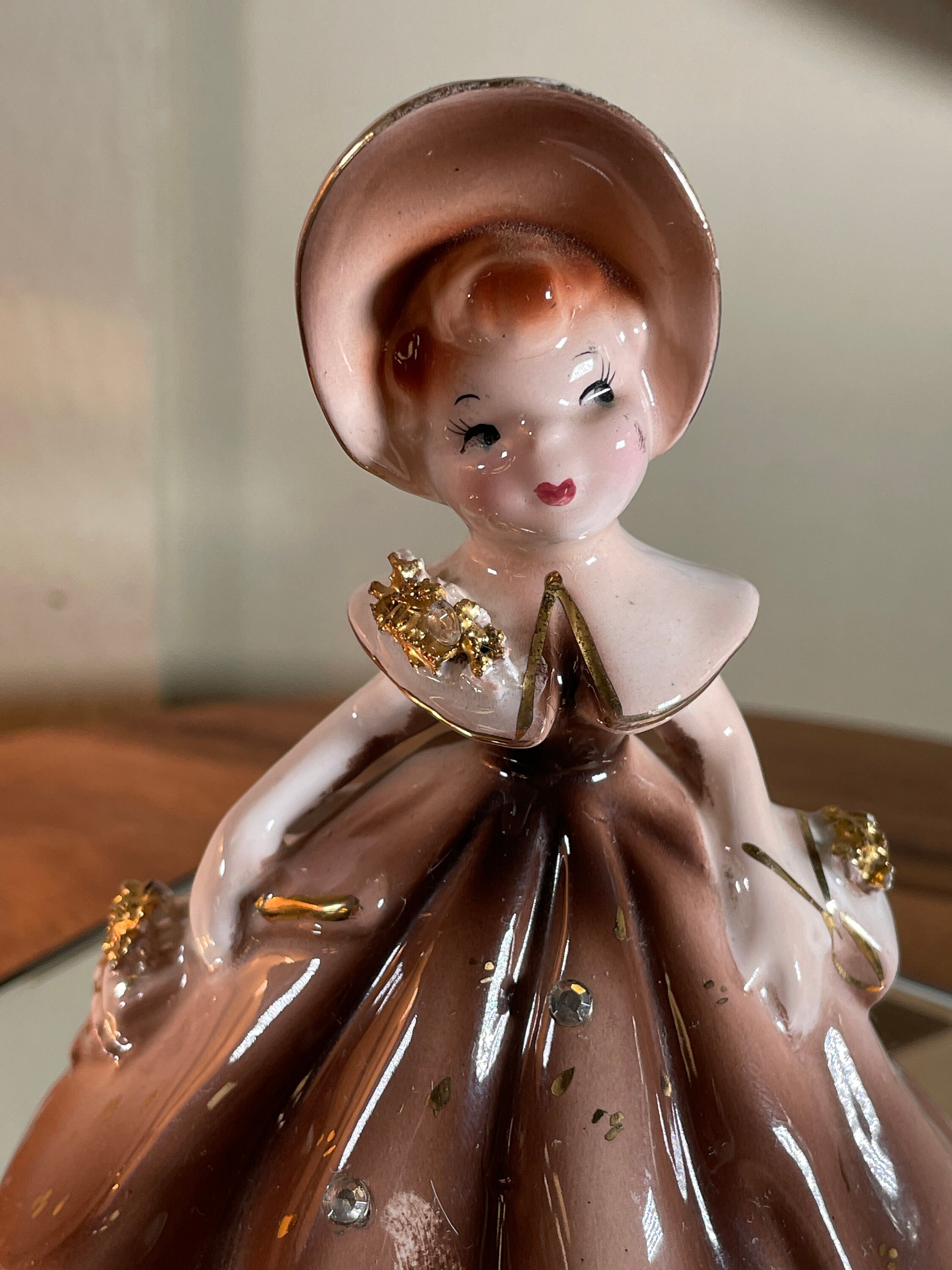 Vintage Enesco Brown Golden Girls Planter Porcelain Figurine Made