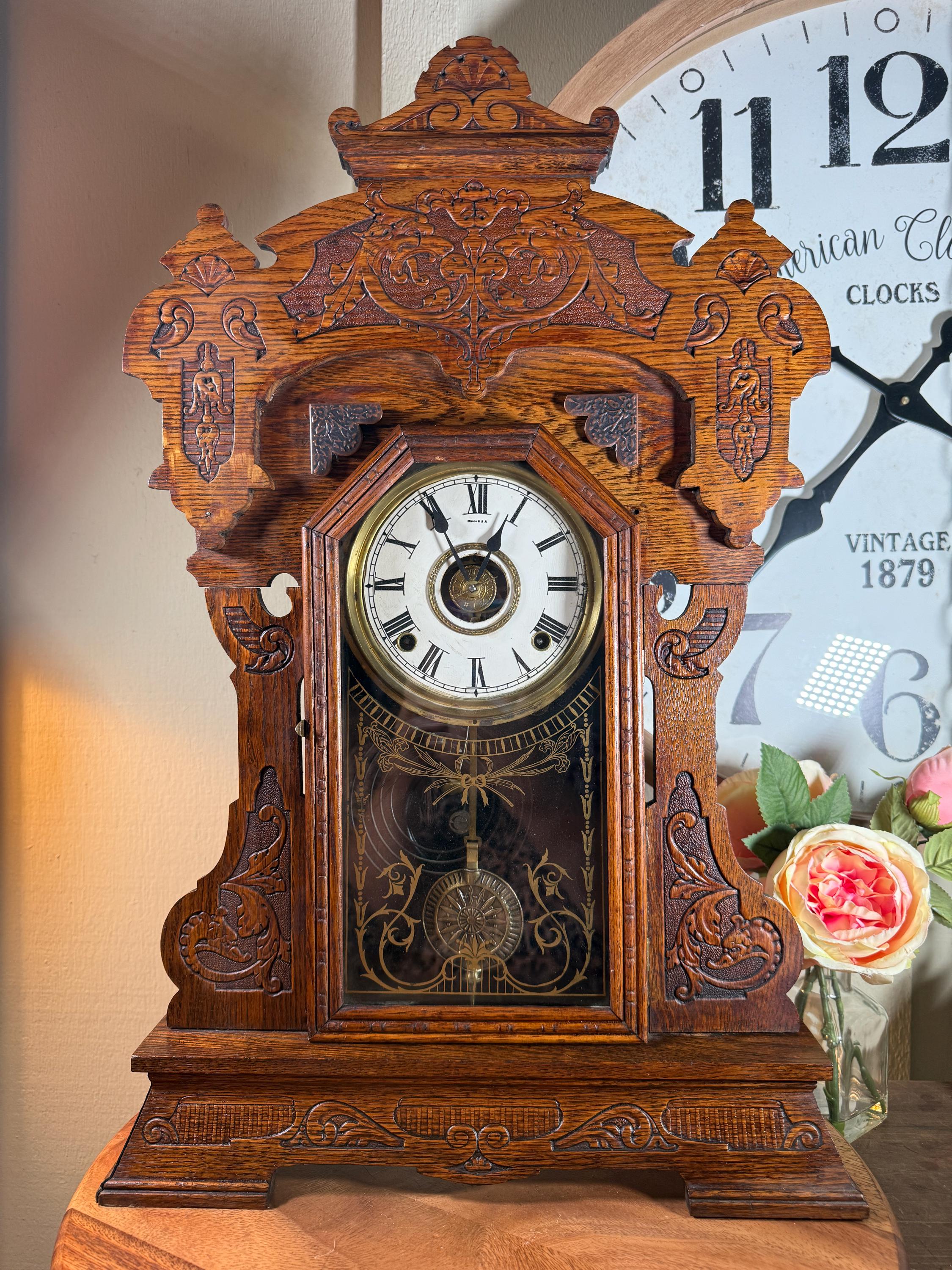 Seth Thomas, Clock , Gingerbread, Kitchen, Mechanical, Ornate, Sea