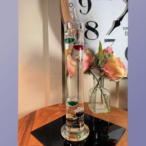 Vintage, 13.5”, Galileo, Liquid, Thermometer, with 5 Temp. Orbs, Made in Germany, 1980&#39;s   B80-8-4   (#3)