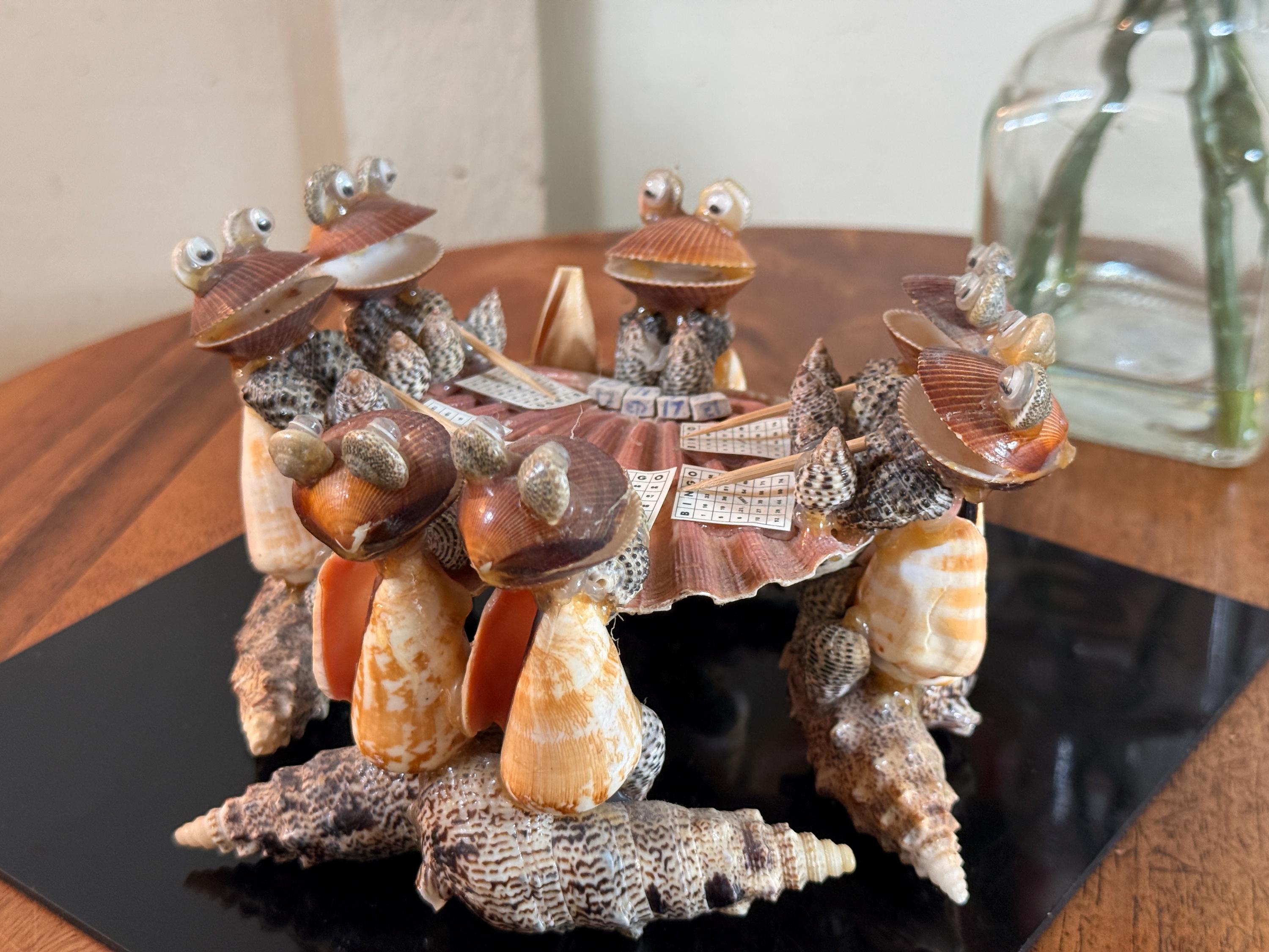 Sea Shell Frogs, Playing Bingo Handmade Folk Art, Beach, Souvenir, 7 ...