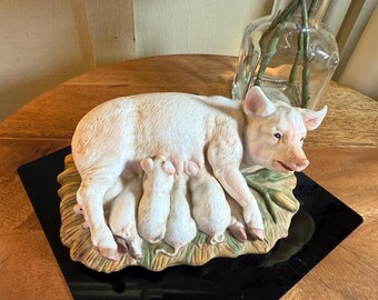 ヴィンテージ、1985年、HOMECOの傑作、子豚と子豚、磁器、置物、7