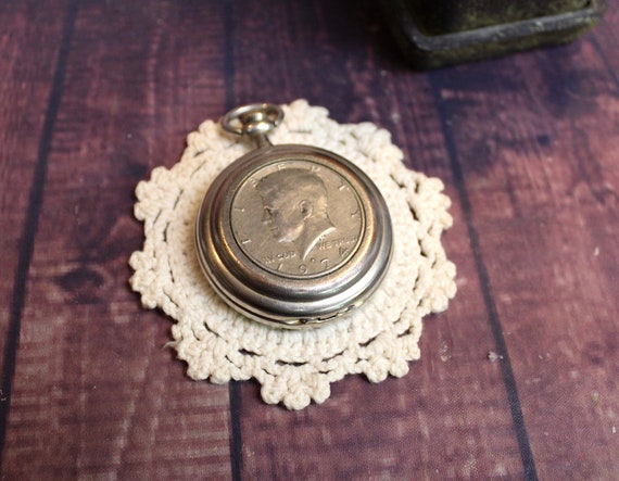 Vintage Kennedy 1974 Silver 1 2 Dollar Quartz Pocket Watch. Not Working B57 Etsy UK