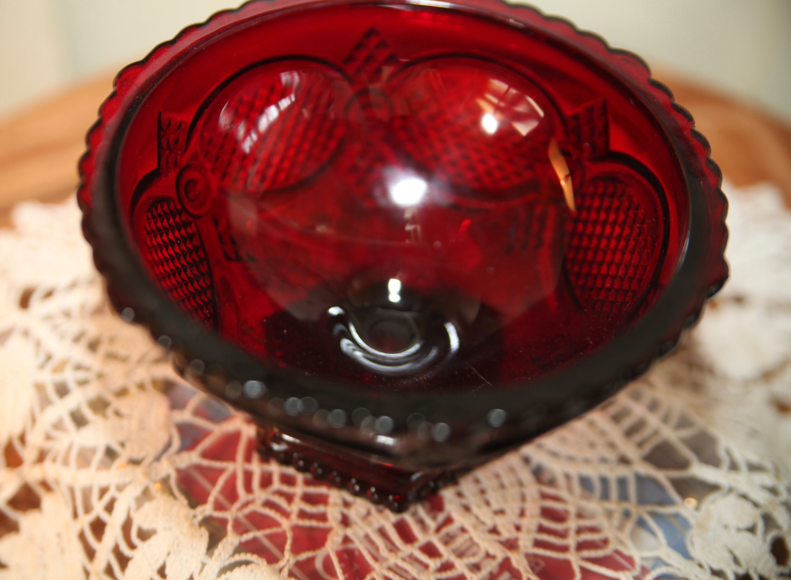 Vintage, Avon, Cape Cod Collection, Ruby Red Glass, Candy Dish ...