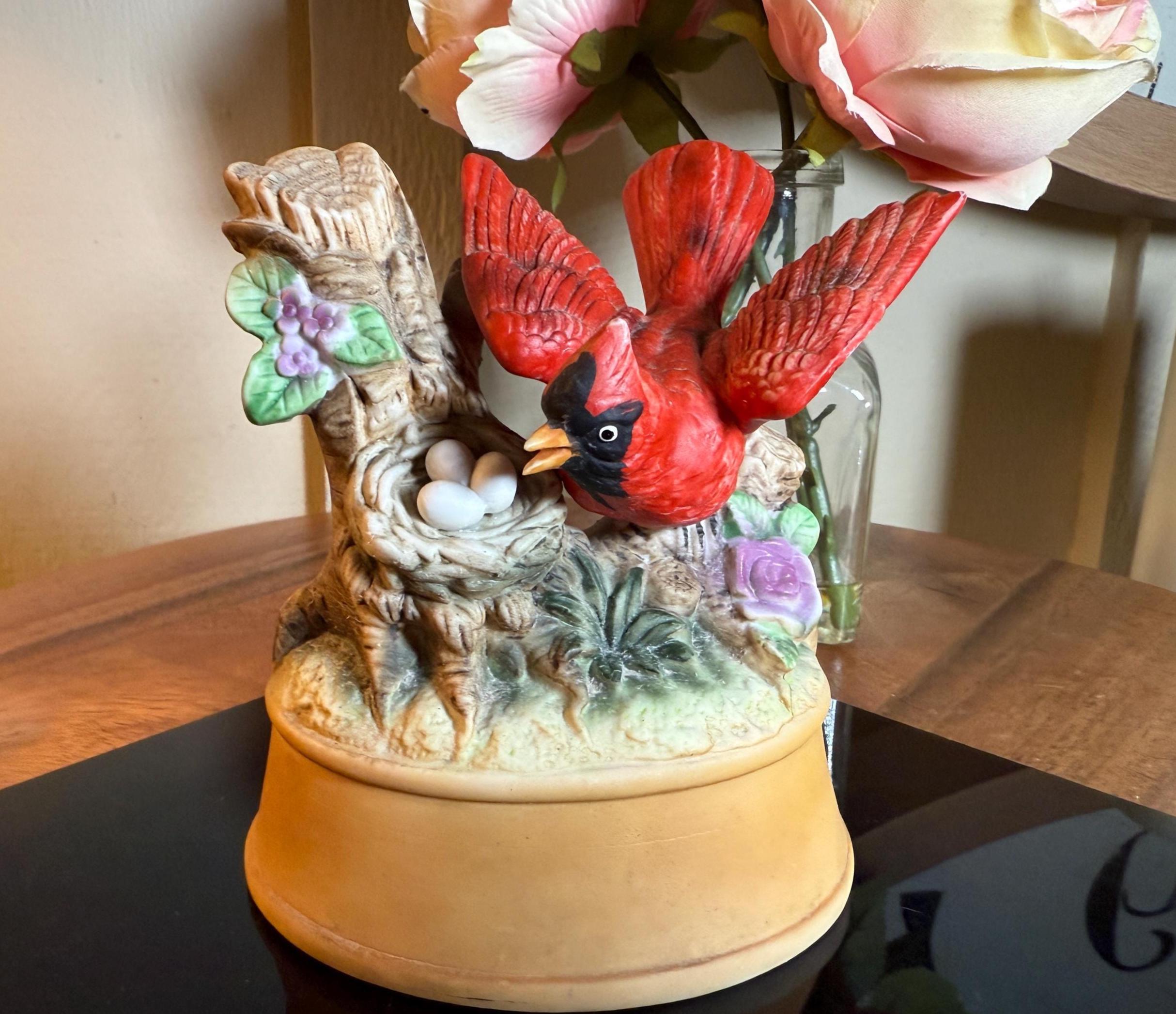 Vintage Style, Red Cardinal, Music Box, 5.5