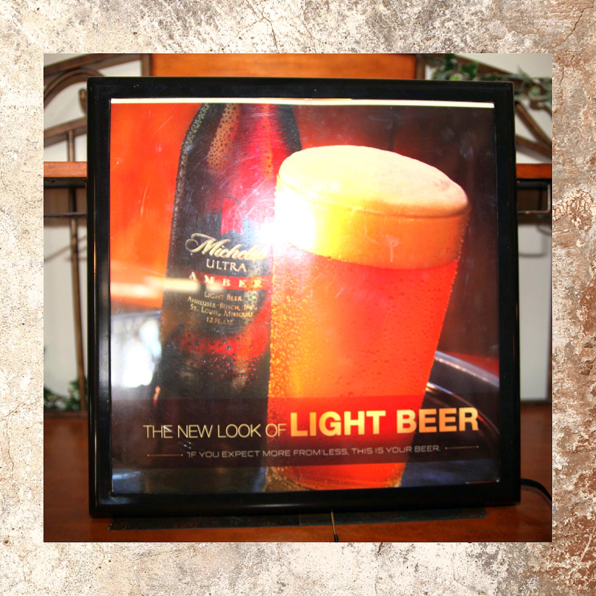 Luz de cerveza Michelob vintage, de plástico, 49,5 x 49,5 cm, grande, iluminada, década de 1990, K2-12-2-13