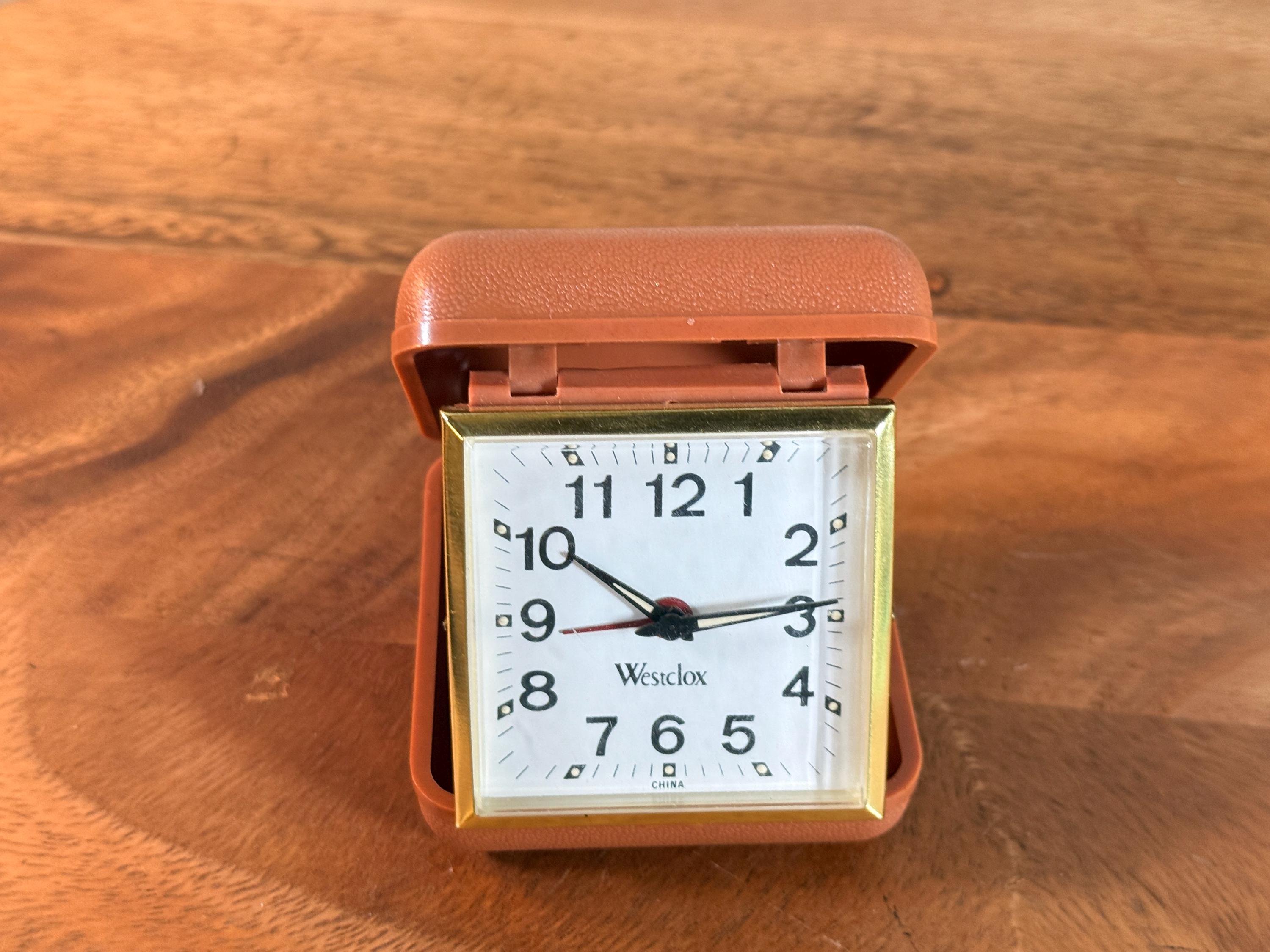 Vintage, Westclox, Folding Travel Alarm Clock, Works, Glow in the