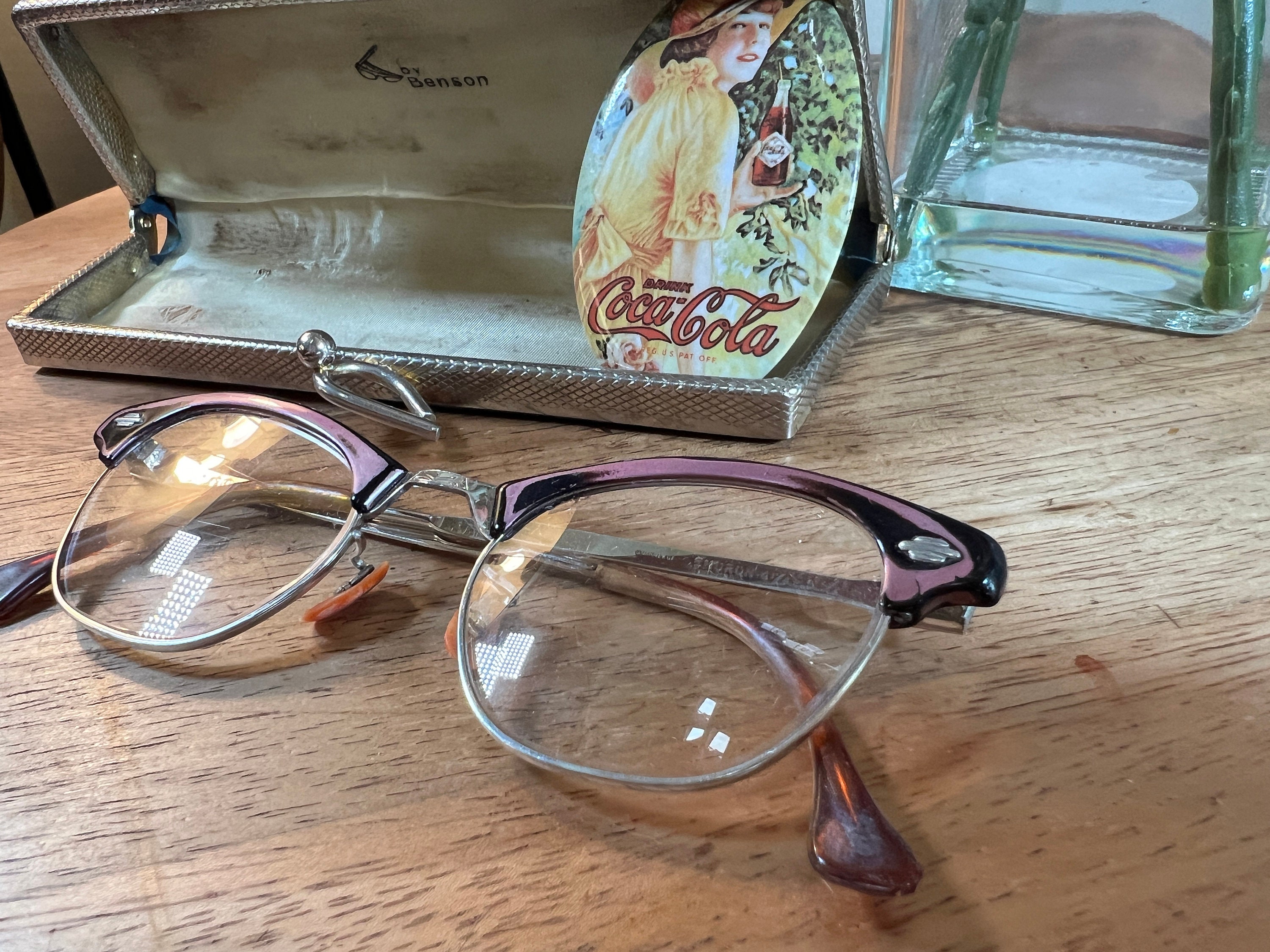 Vintage, Purple, Wire Rim, Cat Eye Glasses, Womens, Shuron Vintage, Purple, Wire Rim, Cat Eye Glasses, Womens, Shuron