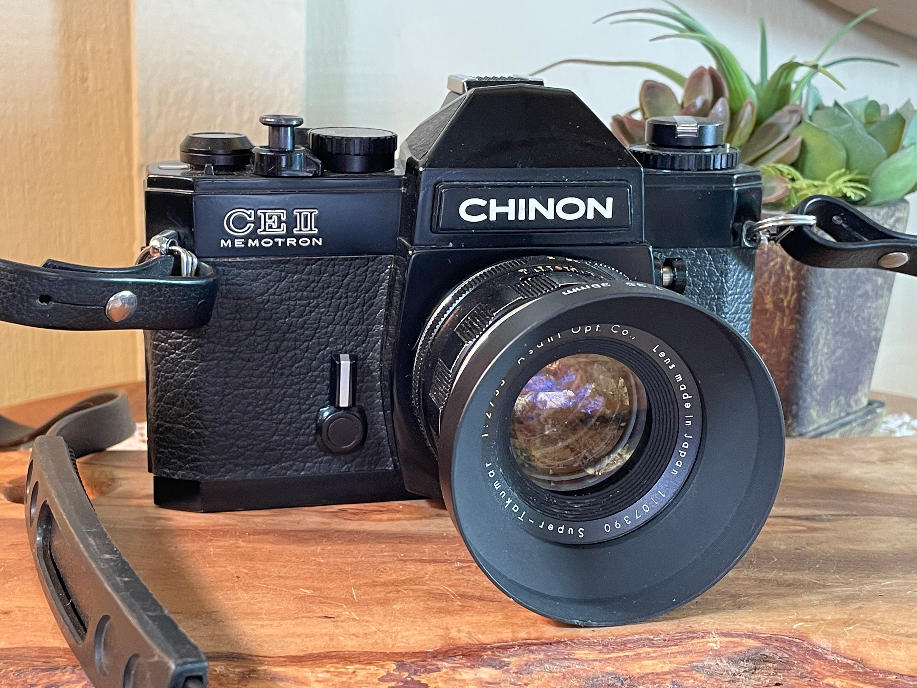 Vintage Camera Chinon 35mm SLR Film Camera, C E II, ASAHI .2 Lens