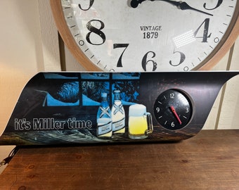 Beer Light & Clock #24◆Miller High Life◆ビンテージ アンティーク ミラーハイライフ ビール ライト クロック◆電飾時計(代替蘇生）調光 1960, It\u0027s Miller Time, Lighted, Beer Sign, Wall Hanging, Clock, 36