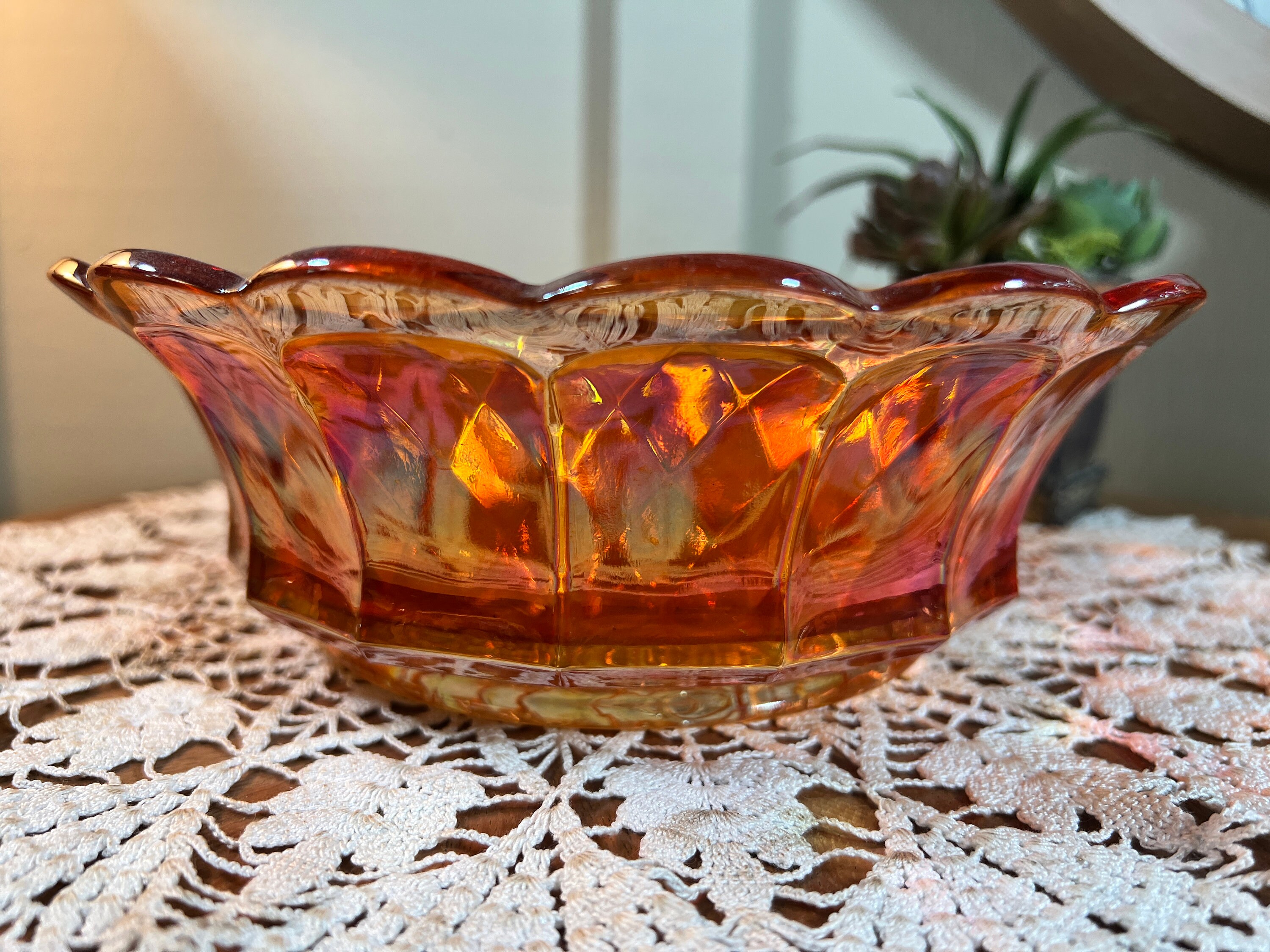 Vintage, Fenton, “grapes, Grape Vine” Marigold, Iridescent