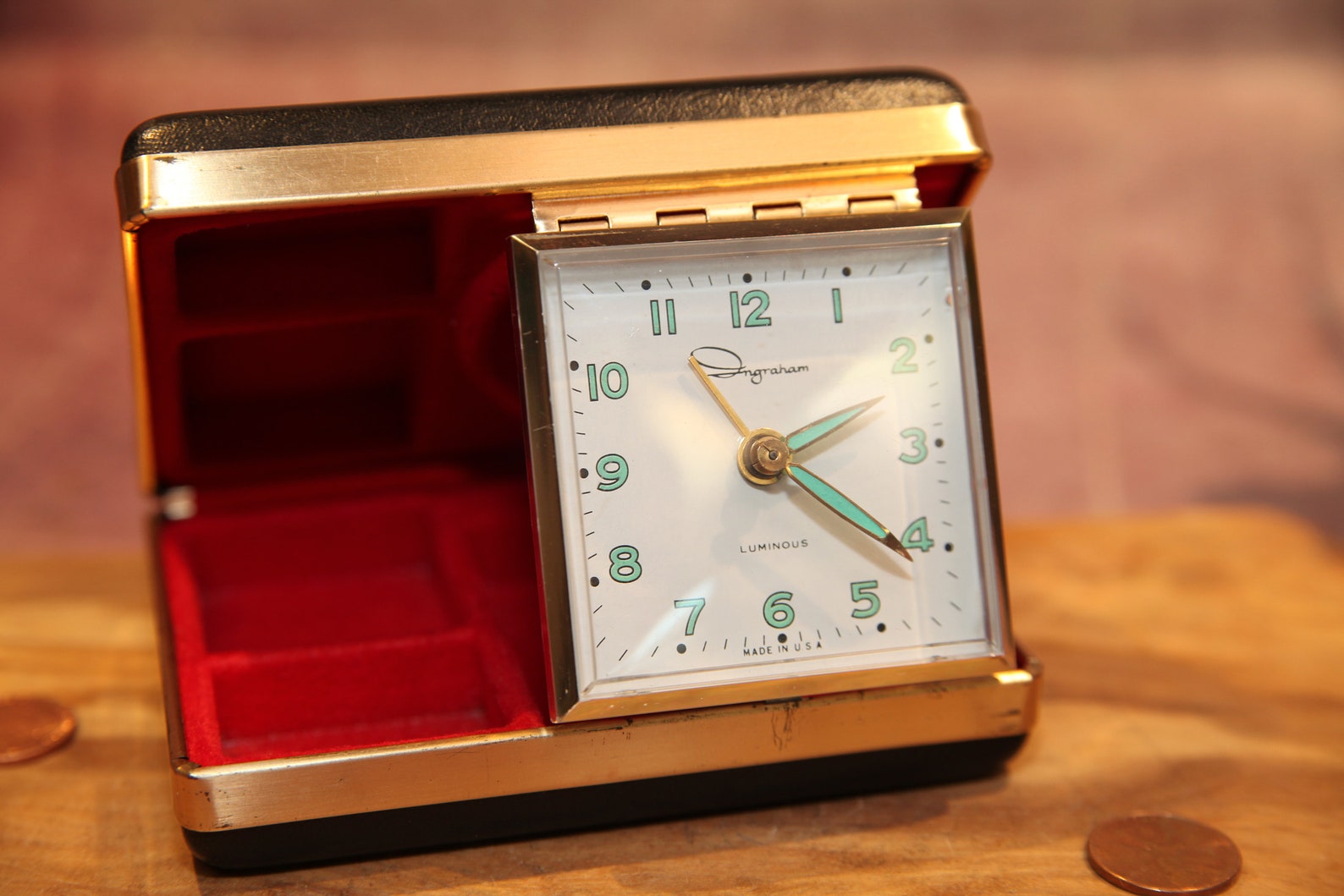 Vintage Ingraham folding travel alarm clock Windup 1960's Etsy