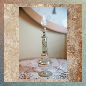 Vintage Egyptian Hand Blown Glass Perfume Bottle, 9&quot;, 1990&#39;s   B26-1-6