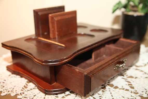 Vintage Wooden 1 Drawer Mens Valet Wallet Dresser… - image 7