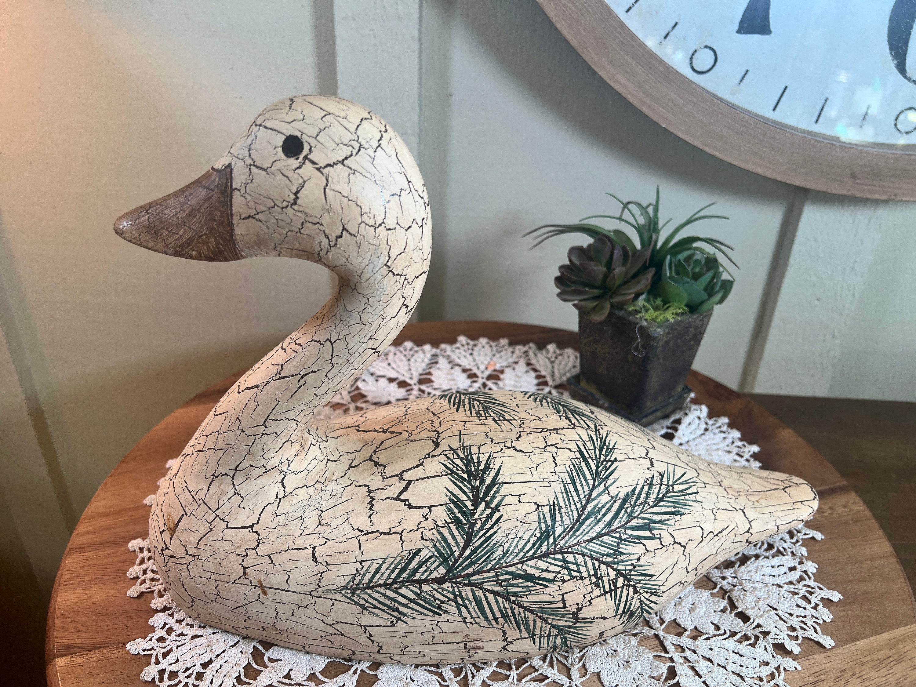 Vintage Duck Decoy Ceramic Duck Decoy Hand Painted Crackle Etsy